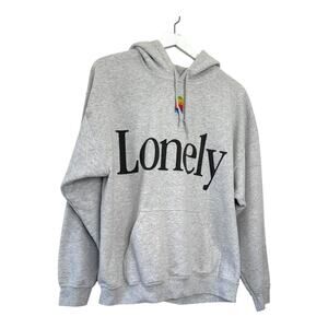Lonely Ghost The Apple Gray Hoodie Sweatshirt Size Large